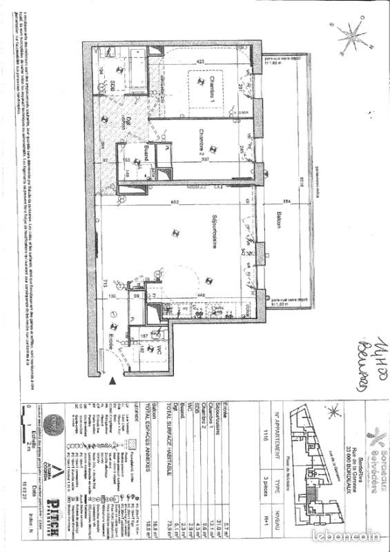 Appartement 3 pièces 73 m² · à Bordeaux · 73 m² · 1 013 €/mois