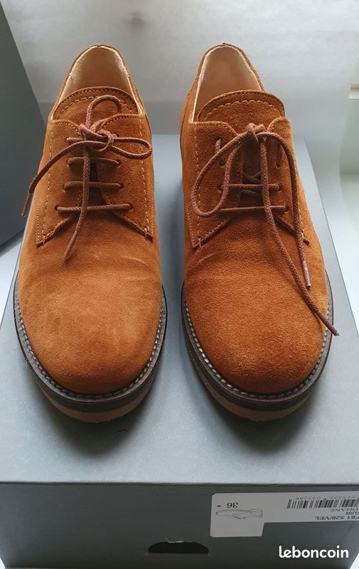 Derbies cuir velours tabac MINELLI 36 LM75 (image 4)