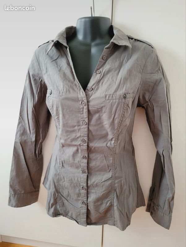 Chemise chemisier gris Jennyfer taille M 38 en coton Vêtements