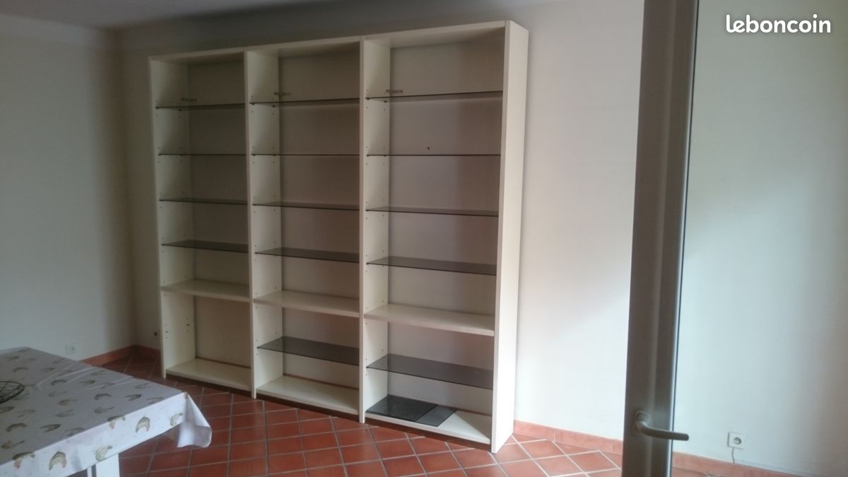 Bibliothèque bois laqué et verre (image 1)