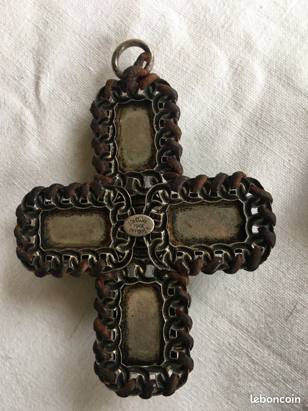 Collier Pendentif Croix Vintage Zoé Coste - Perles Et Plaqué Or - Marque Reminiscence - Occasion
