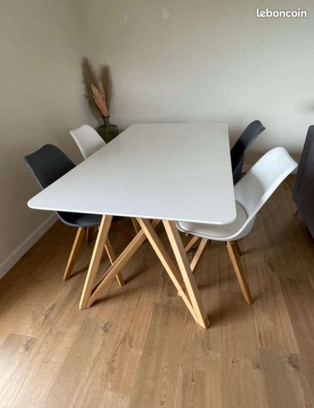 2 chaises blanches et bois (image 3)