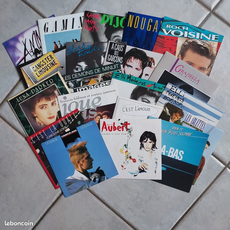 Lot de 20 disques vinyle 45 tours variété française (image 1)