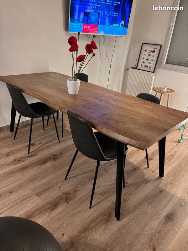 Table industrielle bois et métal TBE (image 1)