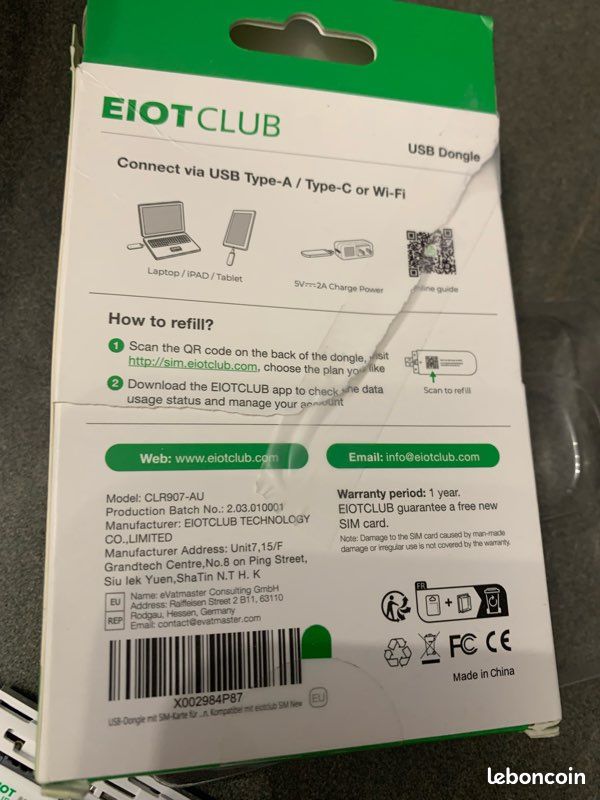 #299 Clé 4G LTE EIOTCLUB avec Wi-FI 6 (SIM Incluse), Modem Wi-FI USB A & C, 150 Mbit/s, Connexion LTE Plug & Play, Point D'accès Mobile pour PC/Tablette/Voyage/Travail, Uniquement avec SIM EIOTCLUB (image 3)