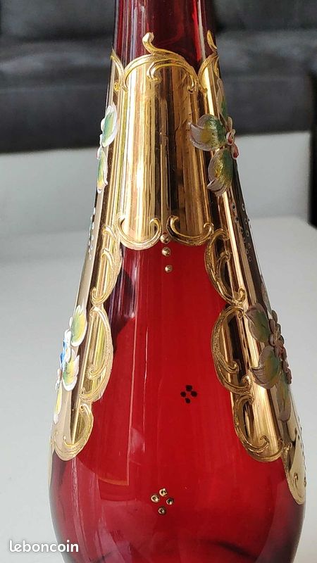 Vase En Verre Style Murano – Hauteur 19,5 Cm – Couleur Rouge Abstrait Multicolore – Déco D’intérieur
