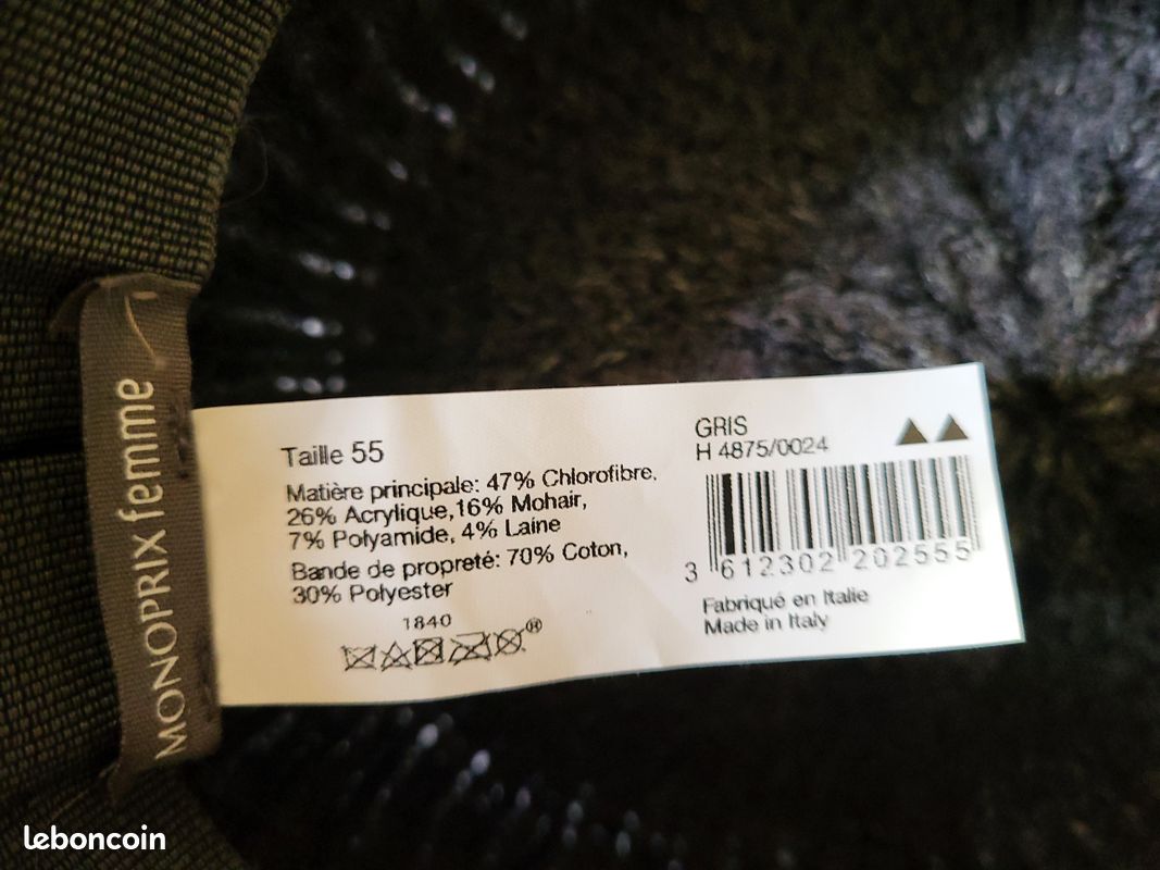 Chapeau gris Monoprix -55 (image 3)