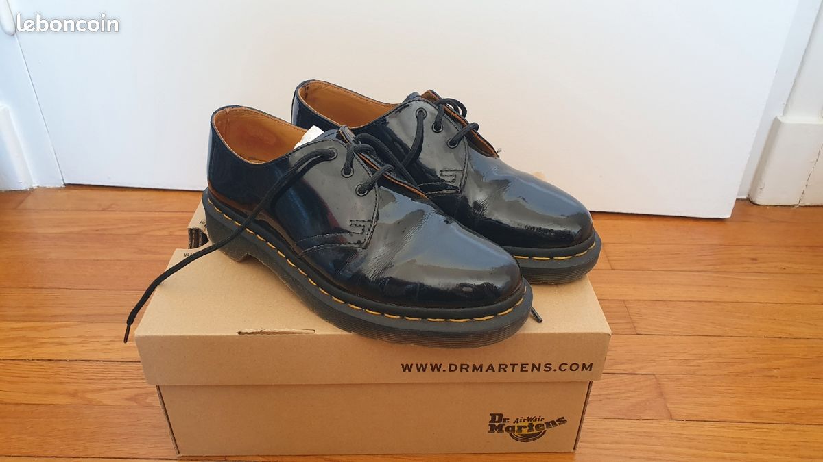Martens 1461 Dr Martens Noires Vernies Femme Martens 1461 QUAD