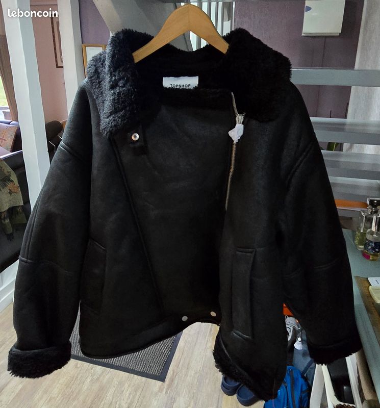 Veste Top Shop Blanche Et Grise - Taille 40 (équivalent 12), Mélange Lin, Polyester, Coton, Occasion Très Bon état