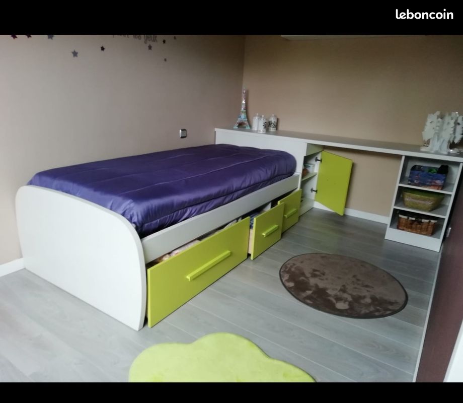 Lit bureau rangement enfant (image 2)