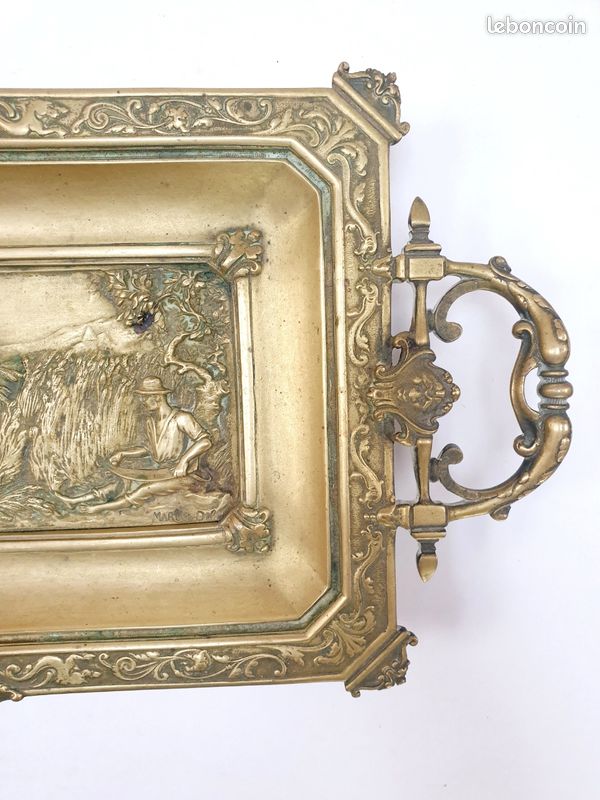 DEBUT Marcel (1865-1933) Plateau bronze Massif bas-relief Moisson Sculpture 1890 (image 3)