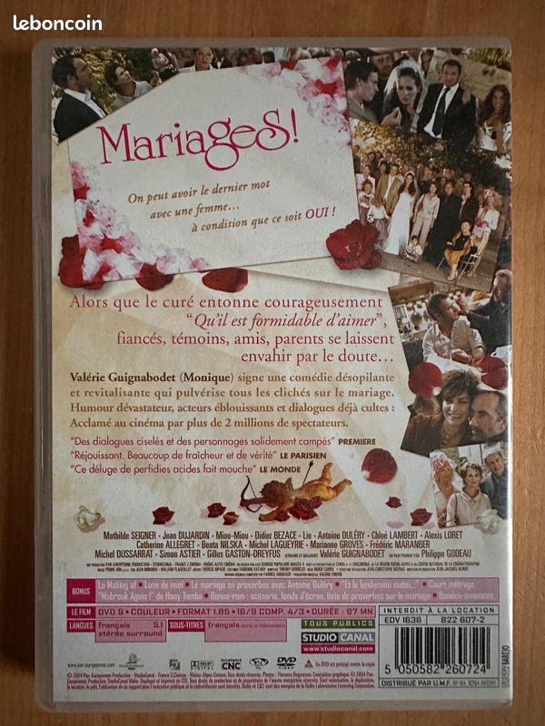DVD Mariages - SEIGNER - DUJARDIN - MIOU MIOU (image 2)