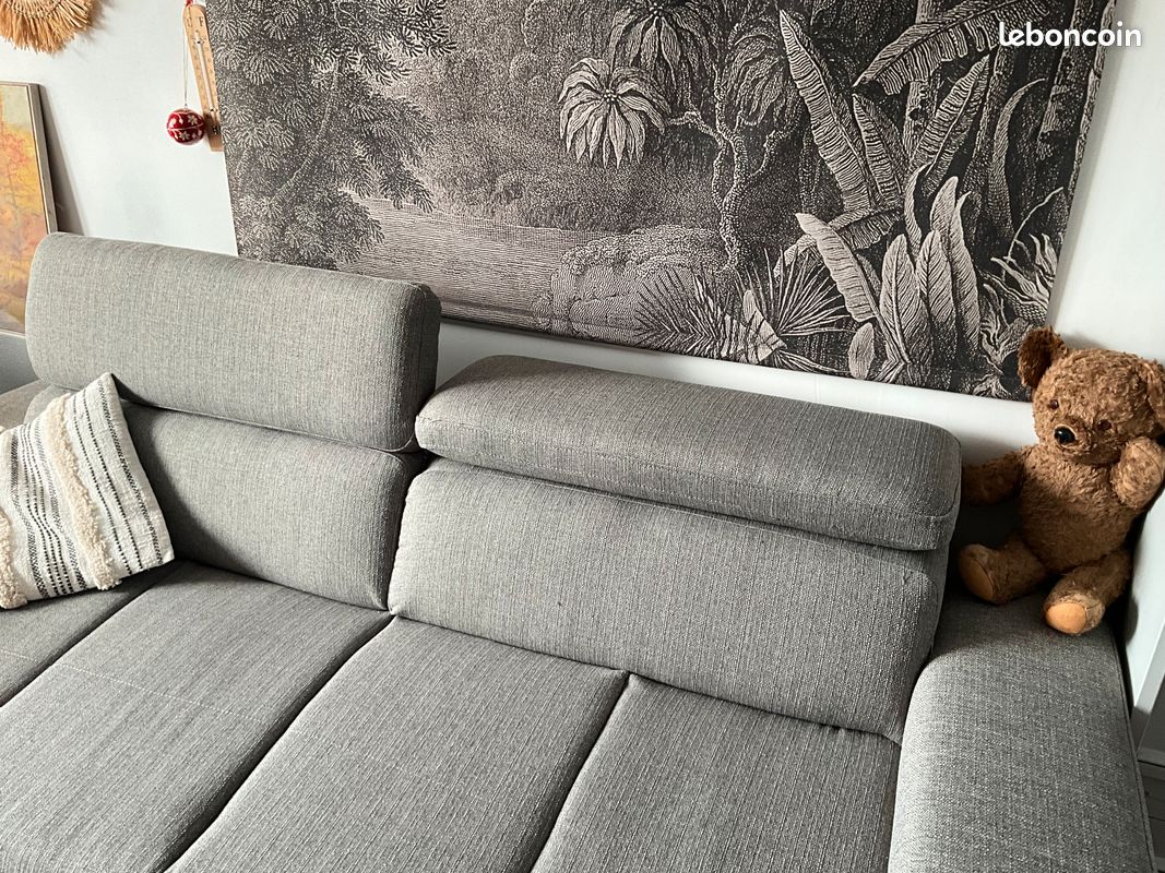 Canapé gris tissu (image 2)