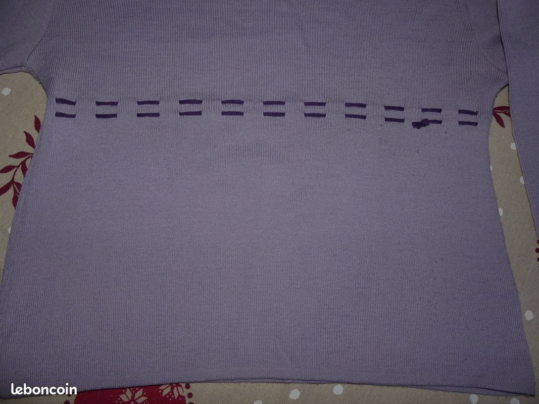 Pull à col rond couleur parme Caroll laine mélangée T42 BE petit prix em94 (image 5)