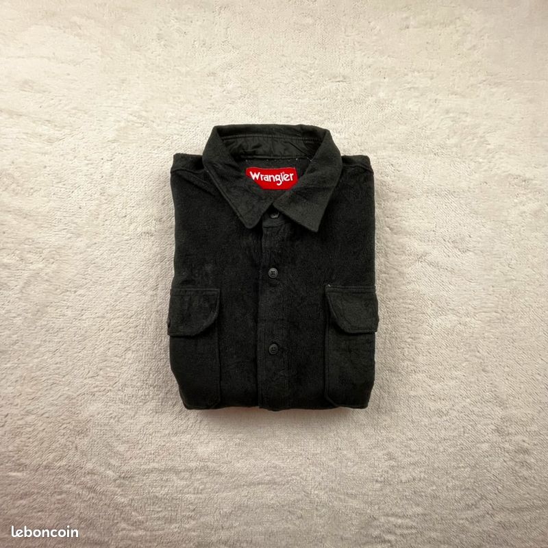 456 Wrangler sur Chemise polaire Noire Oversize Vintage Taille L (image 11)