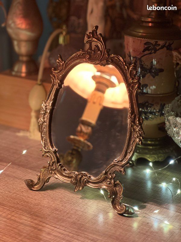 Broche Victorienne Miroir à Main En Laiton - Bijou Vintage #LT #F4 | Occasion, Non Modifiée