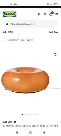VARMBLIXT Lampe de table/applique LED, orange verre/rond - IKEA