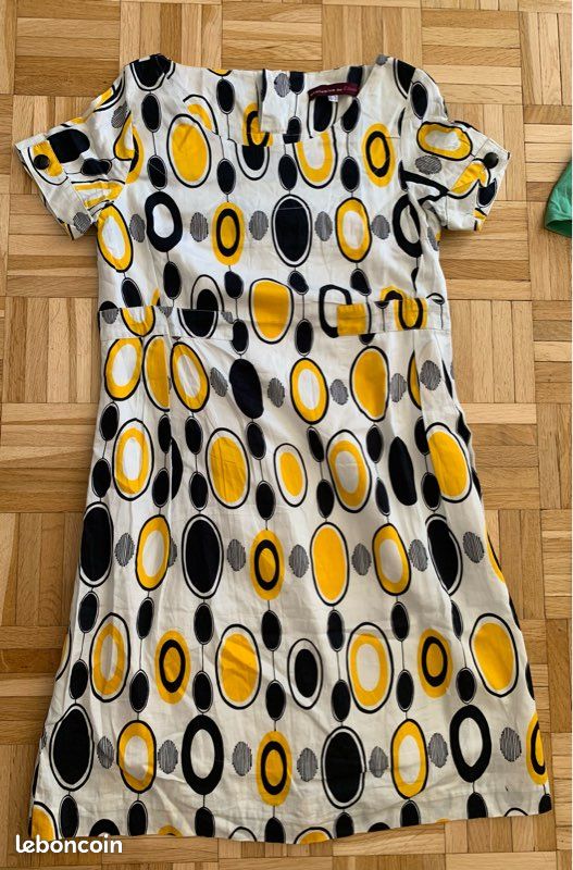 Leboncoin Robe A Pois Etam Robe été Rétro Psychédélique Jaune Noir