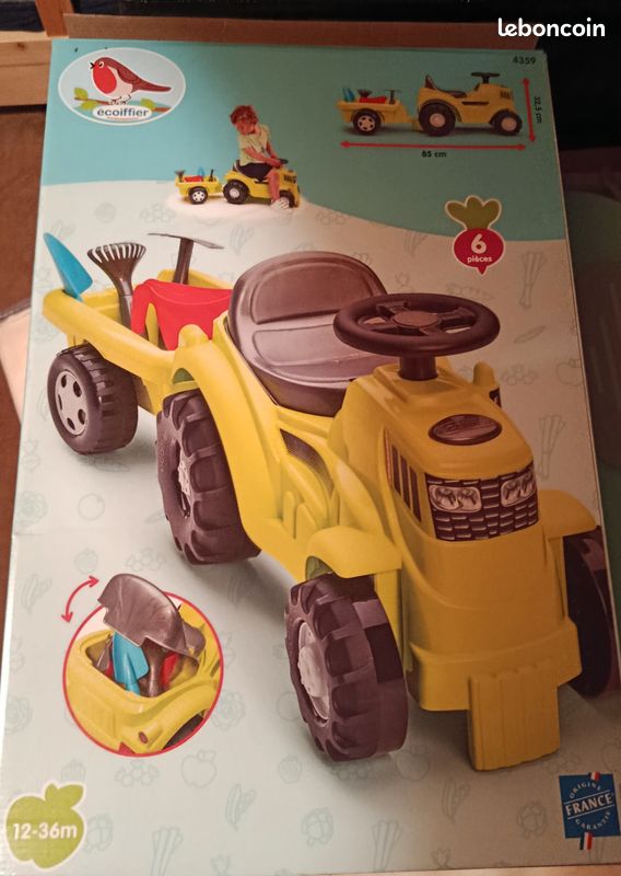 Porteur tracteur avec remorque et outils de jardinage Jeux Jouets - Main Image