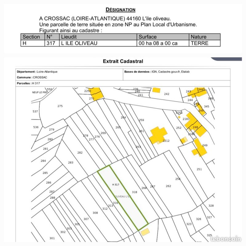 Terrain 800 m² · à Crossac · 25 000 €