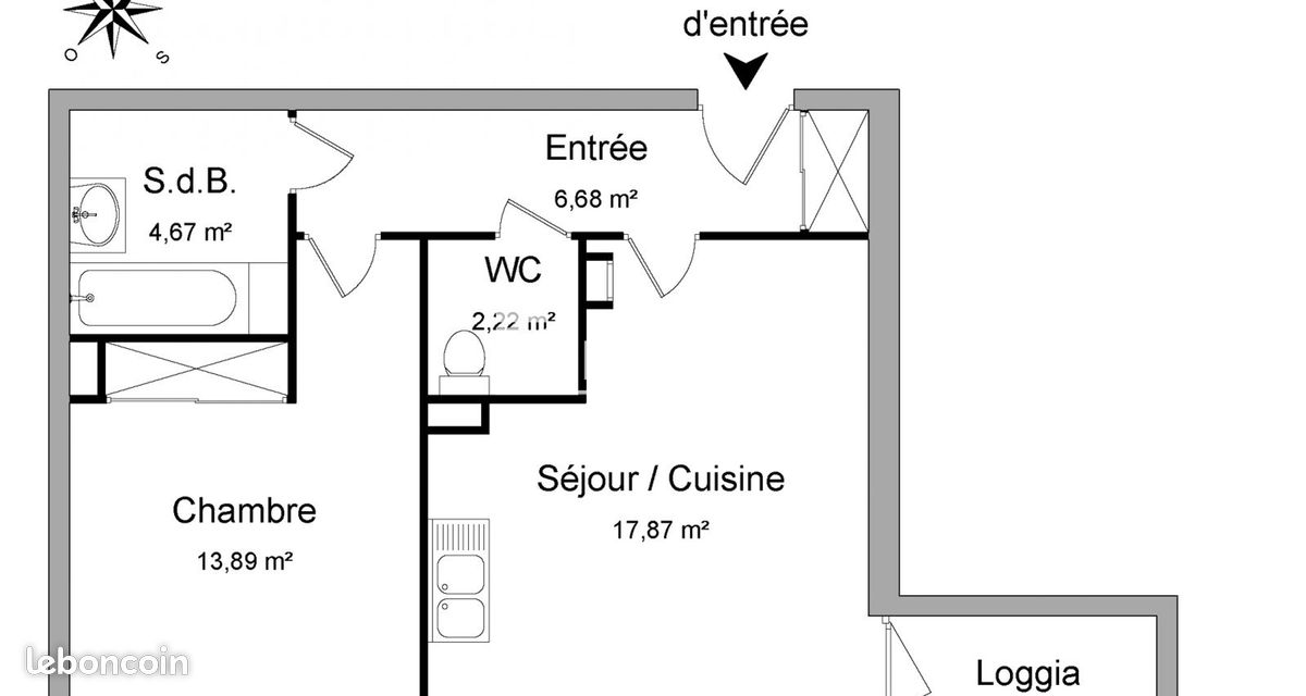 Appartement 2 pièces 45 m² · à Roubaix · 45 m² · 633 €/mois