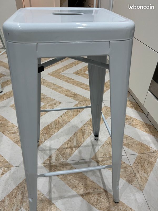 Tabouret haut métallique blanc (image 3)