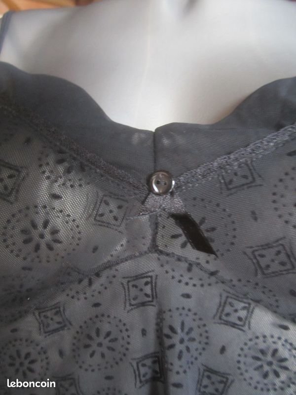 Caraco noir en voile impression velours ras taille 36/38 (image 7)