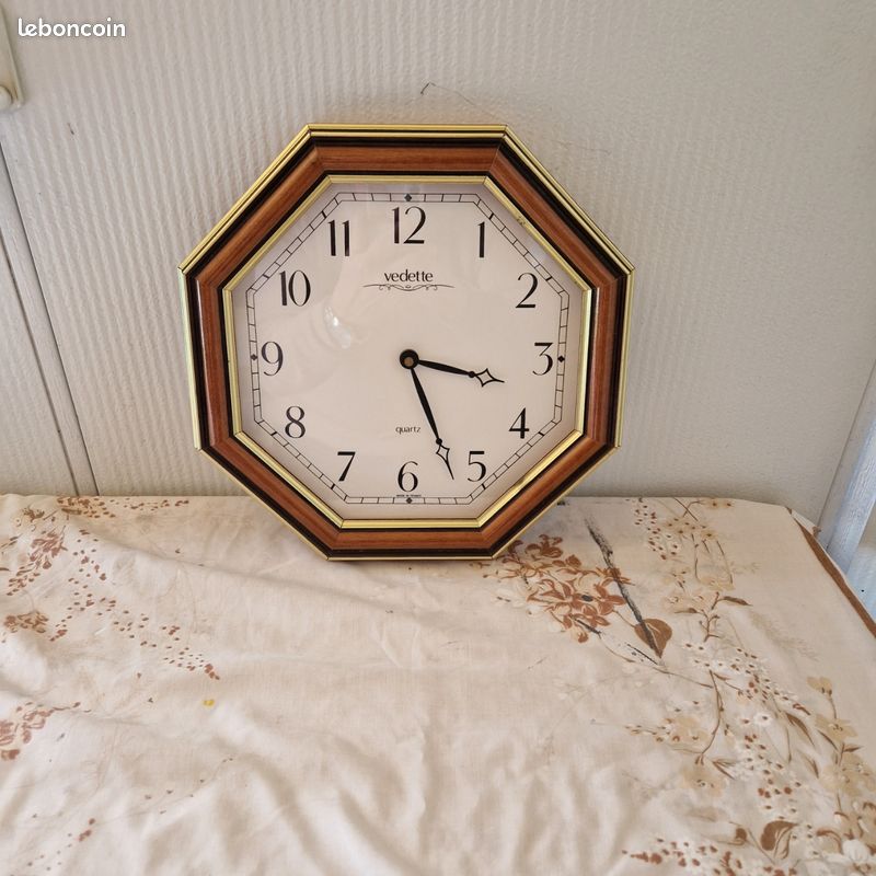 Lot De 2 Pendules Murales Formica Vedette JAZ – Vintage Années 50, Marron, Bois, Fonctionnent