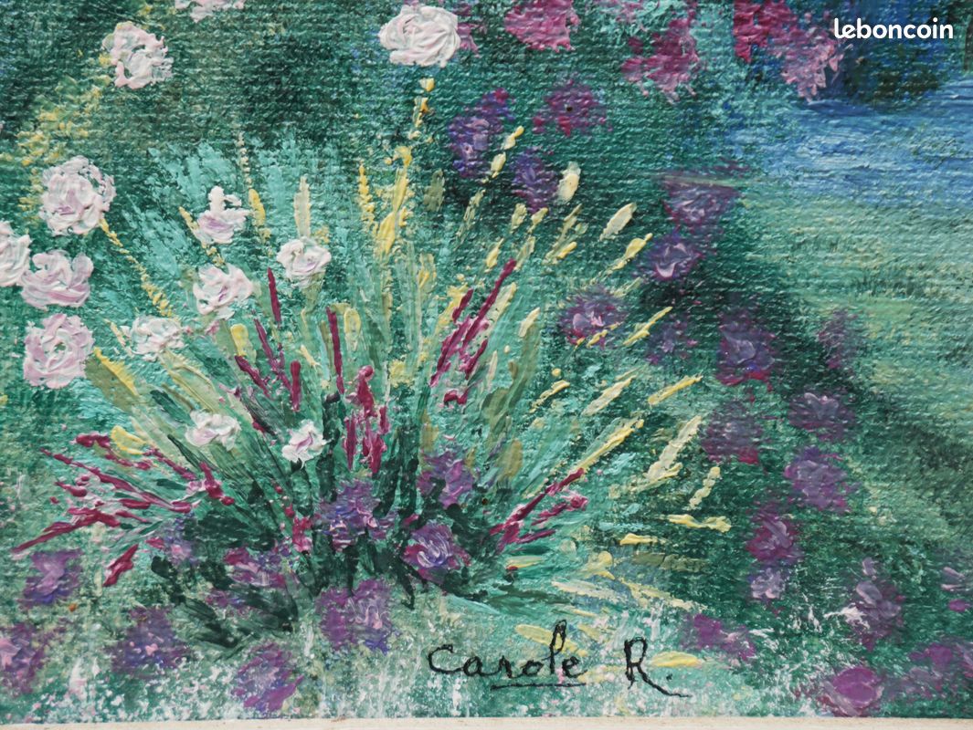 Tableau Signé __ Fleurs Dans Le Jardin __ Encadré - Dimensions Variables