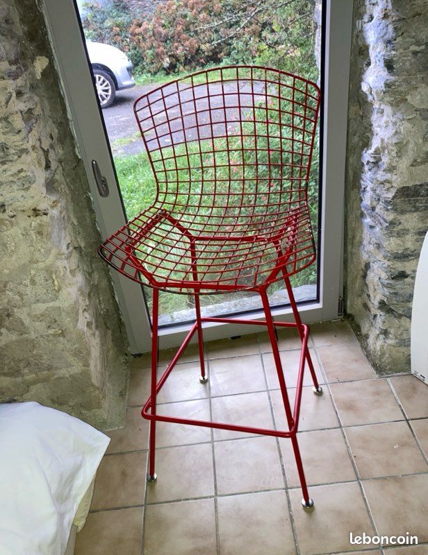 Bertoia Plastic Bar Stool Tabouret de bar - Chrome - Blanc Knoll by Harry Bertoia, 1952 - The biggest stock in Europe of Design furniture