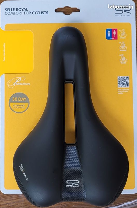 Selle Royal E-Zone Noire 170 Mm Avec Gel 3D Tech Pour Vélo Route/VTT - Unisexe