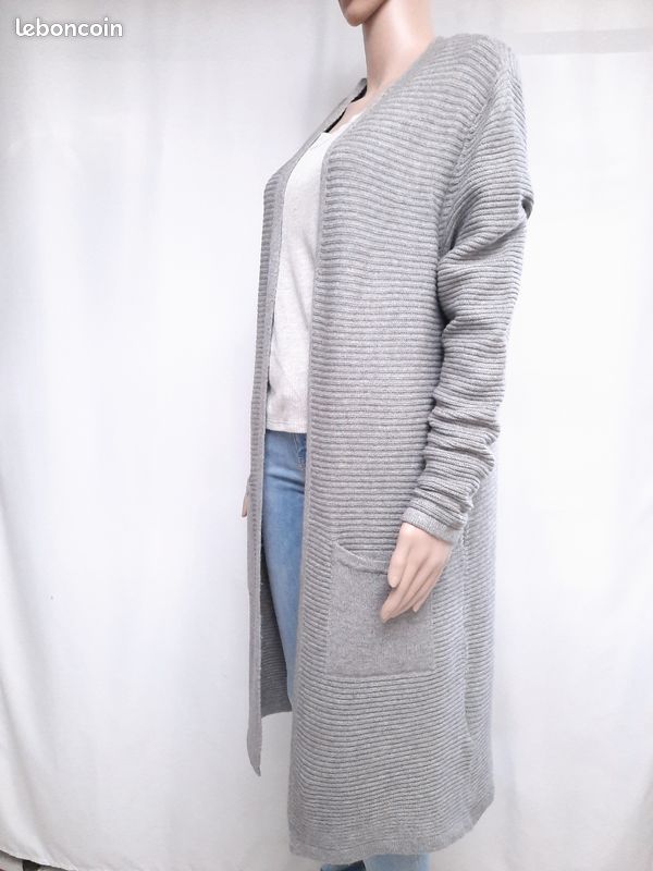 Taille S ou 36 9th Avenue gilet cardigan long femme gris