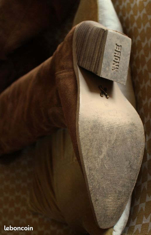 Paire de bottes hautes cuir camel Bronx 41 (image 9)