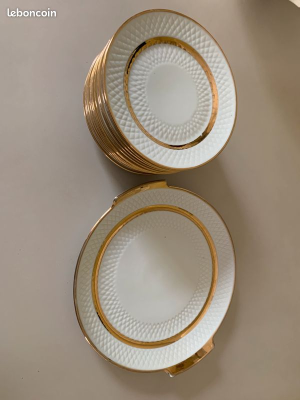 Service à dessert blanc et or A.BLIN (image 1)