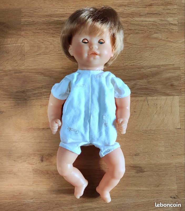 Poupée Corolle Vintage Bébé Brun Années 90, Taille 30cm, Yeux Bleus, Made In France