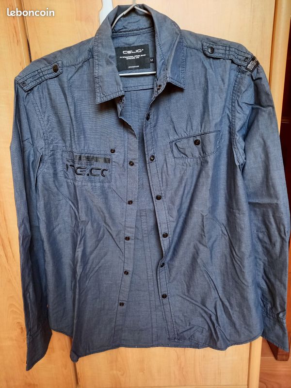 Chemise En Jean Célio Taille M - Col Avec Pression - Occasion Bon état