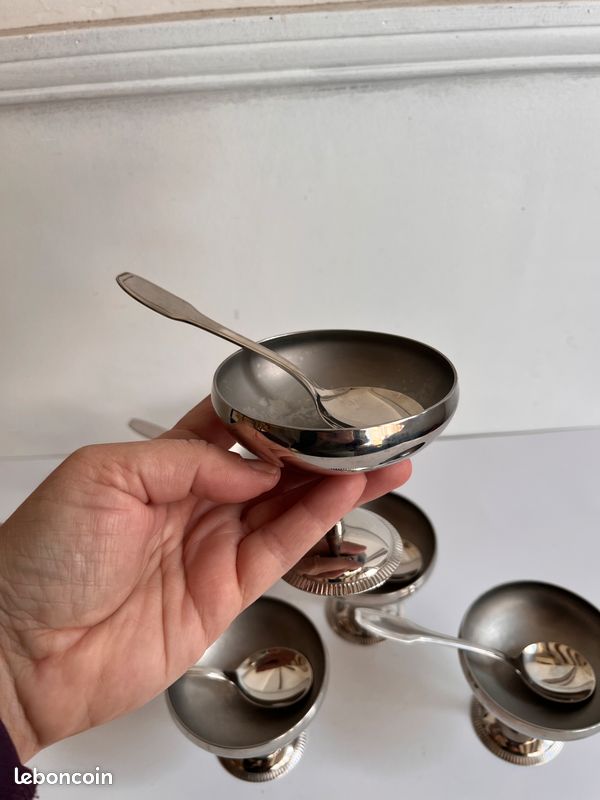 Lot De 6 Coupes à Glace Vintage En Inox 18/10 - Made In France