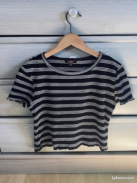 Top Jennyfer Taille 38/M Blanc - Occasion En Très Bon état, Vêtement Femme Décontracté