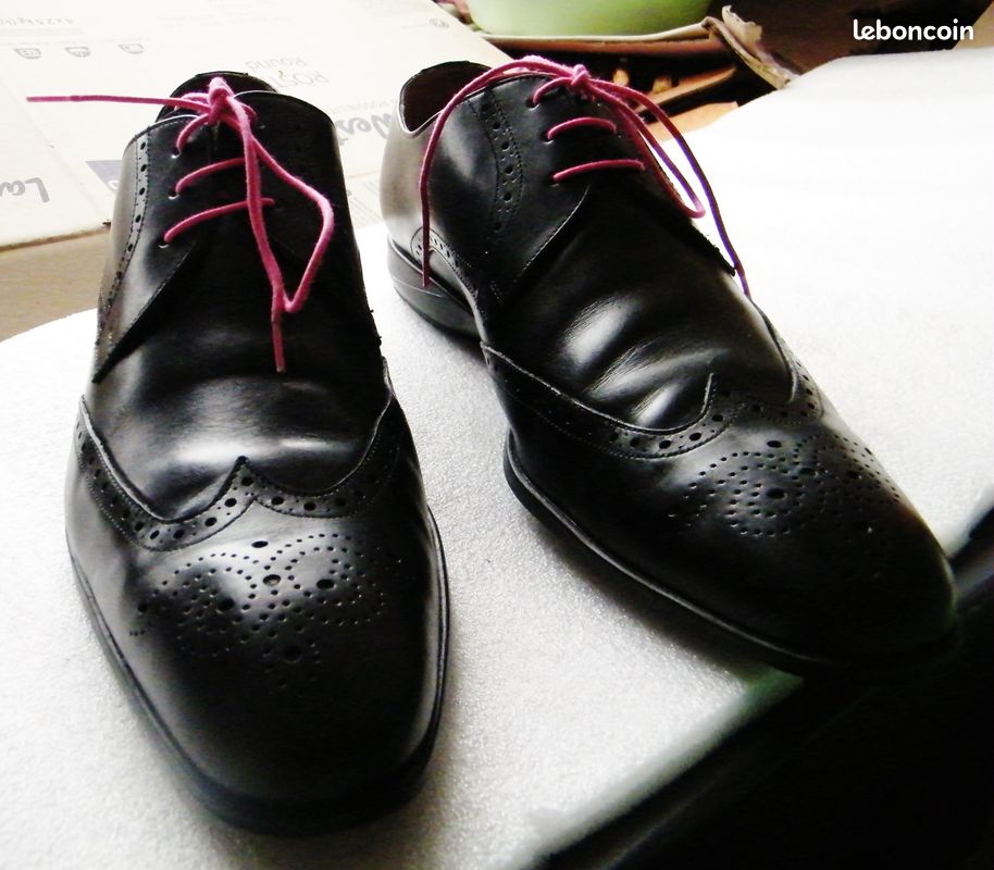 Derbies BEXLEY En Cuir Noir - Taille 43.5 - Chaussures Homme élégantes Fabriquées En France, D'occasion