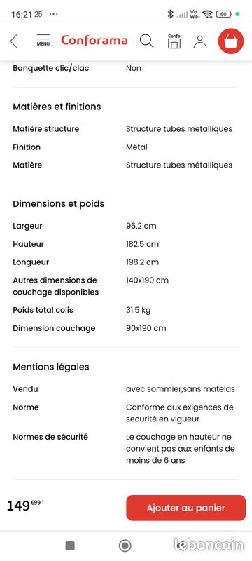 Lit en hauteur (image 2)