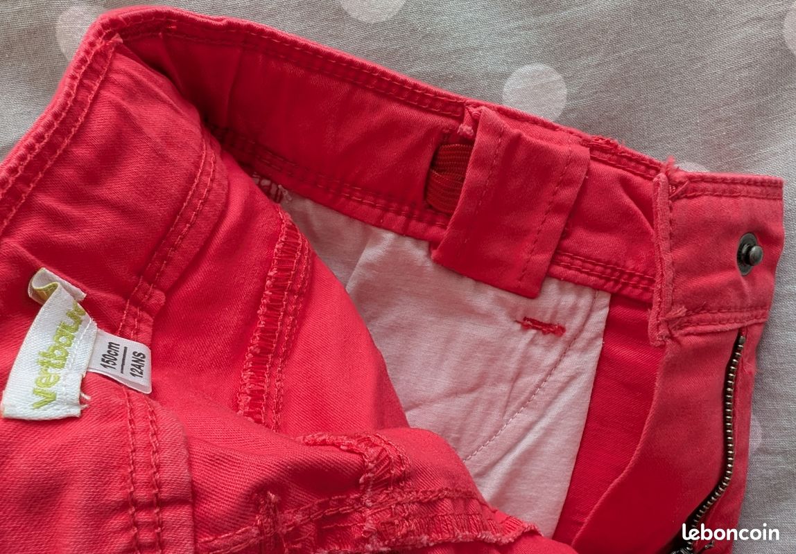 Pantalon de sortie Gymboree fille rouge polaire poches cœur