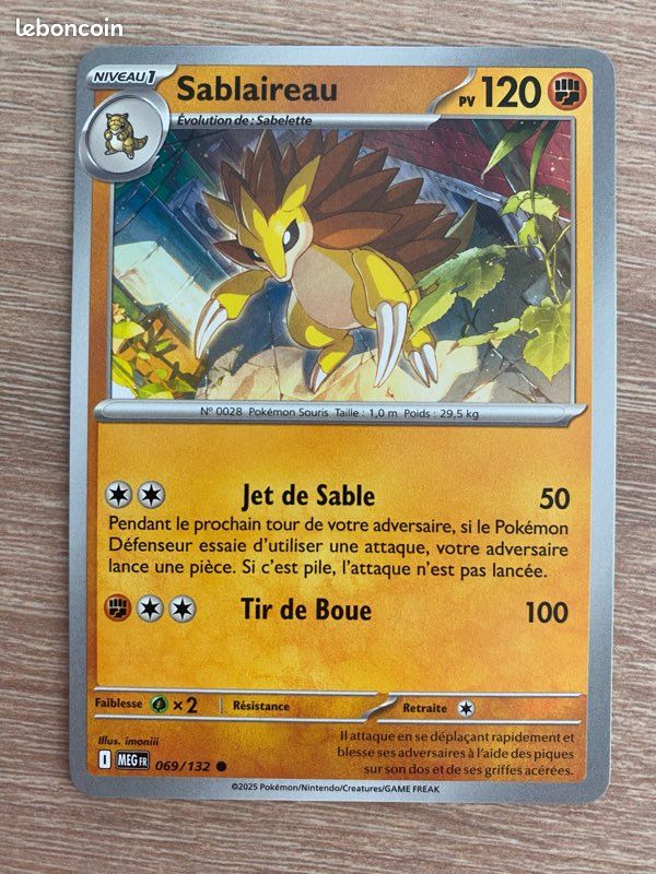 Carte Pokémon Sablaireau 069/132 - Évolutions Prismatiques (MEG) - FR (image 1)