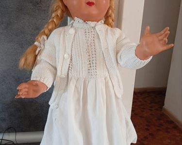 Poupée Raynal 40 Cm, Yeux Riboulants, Vintage Française, Fille
