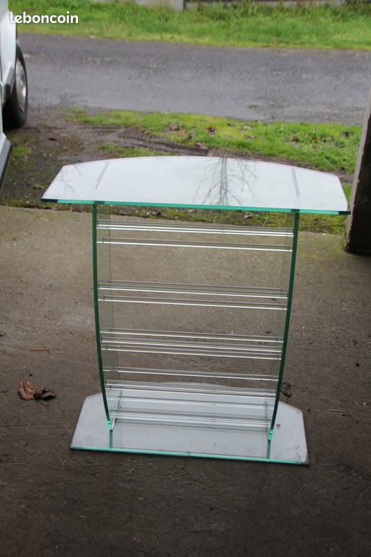 Petit meuble verre pour Wi fi avec étagères rangements divers (image 4)