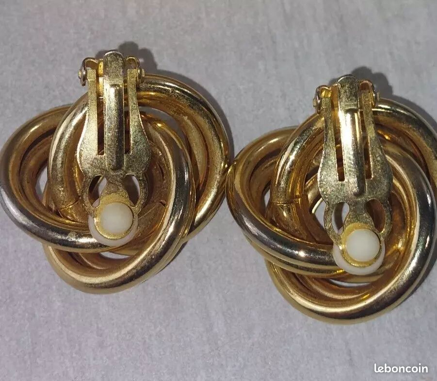 Boucles D'oreilles Vintage à Clip Dorées - Anciennes, Sans Marque, En Bon état