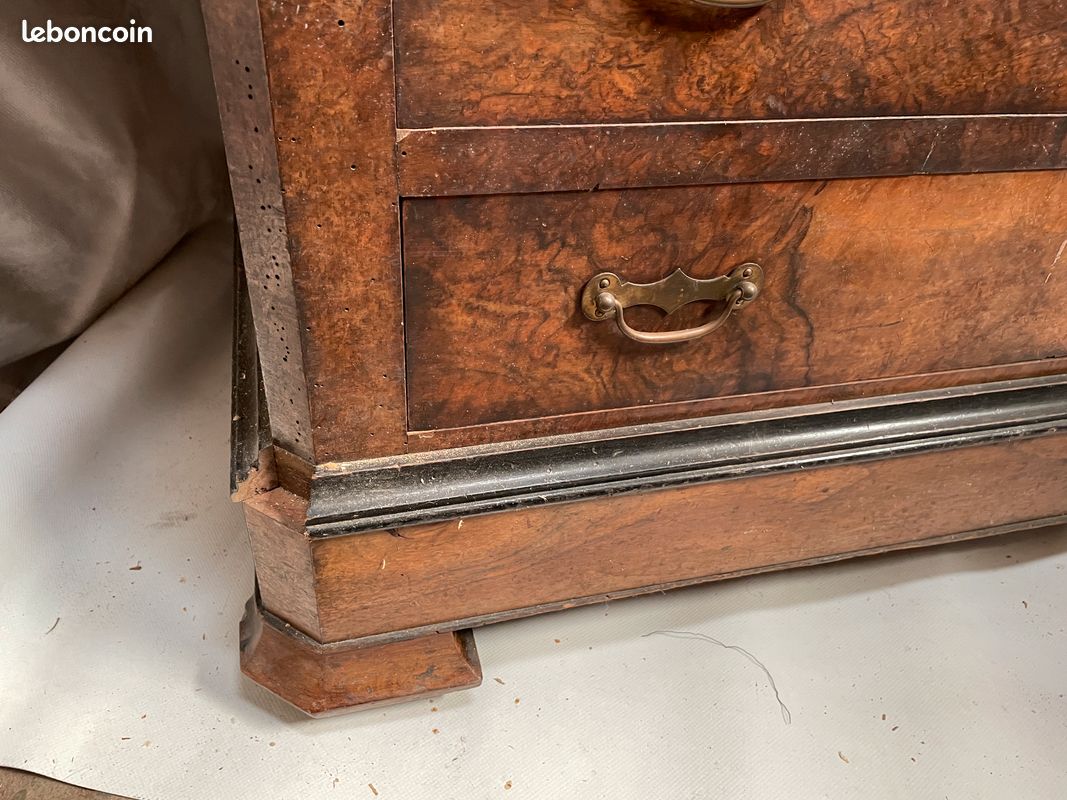 Meuble commode de toilette / coiffeuse en ronce de noyer années 1900 (image 4)