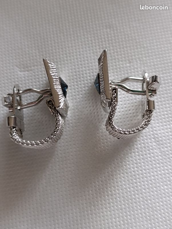 Boutons De Manchette Carrés Vintage Jem Link Strass Et MOP, Style Victorien, Fermoir Snap