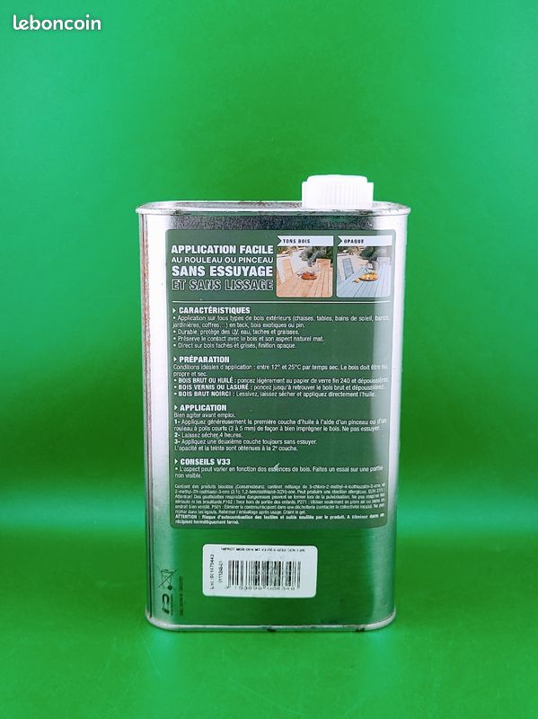 Huile V33 Haute Protection pour mobiliers de jardin, Couleur GRIS CENDRÉ MAT-OPAQUE 1L (image 8)