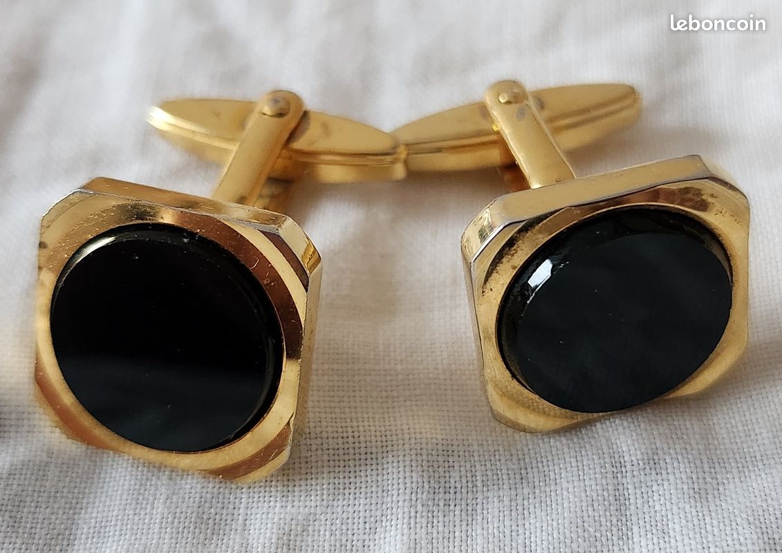 Boutons de manchette nacre et plaqué or 1940 - Boutons de Manchette