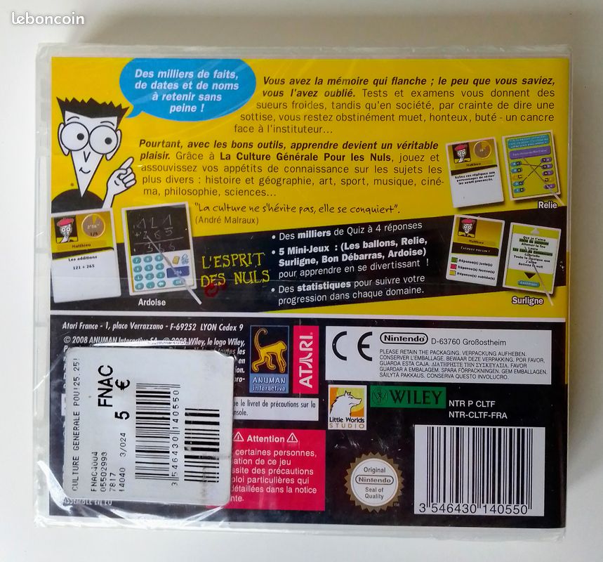 Jeu Nintendo DS La culture générale pour les nuls, NEUF sous blister (image 2)